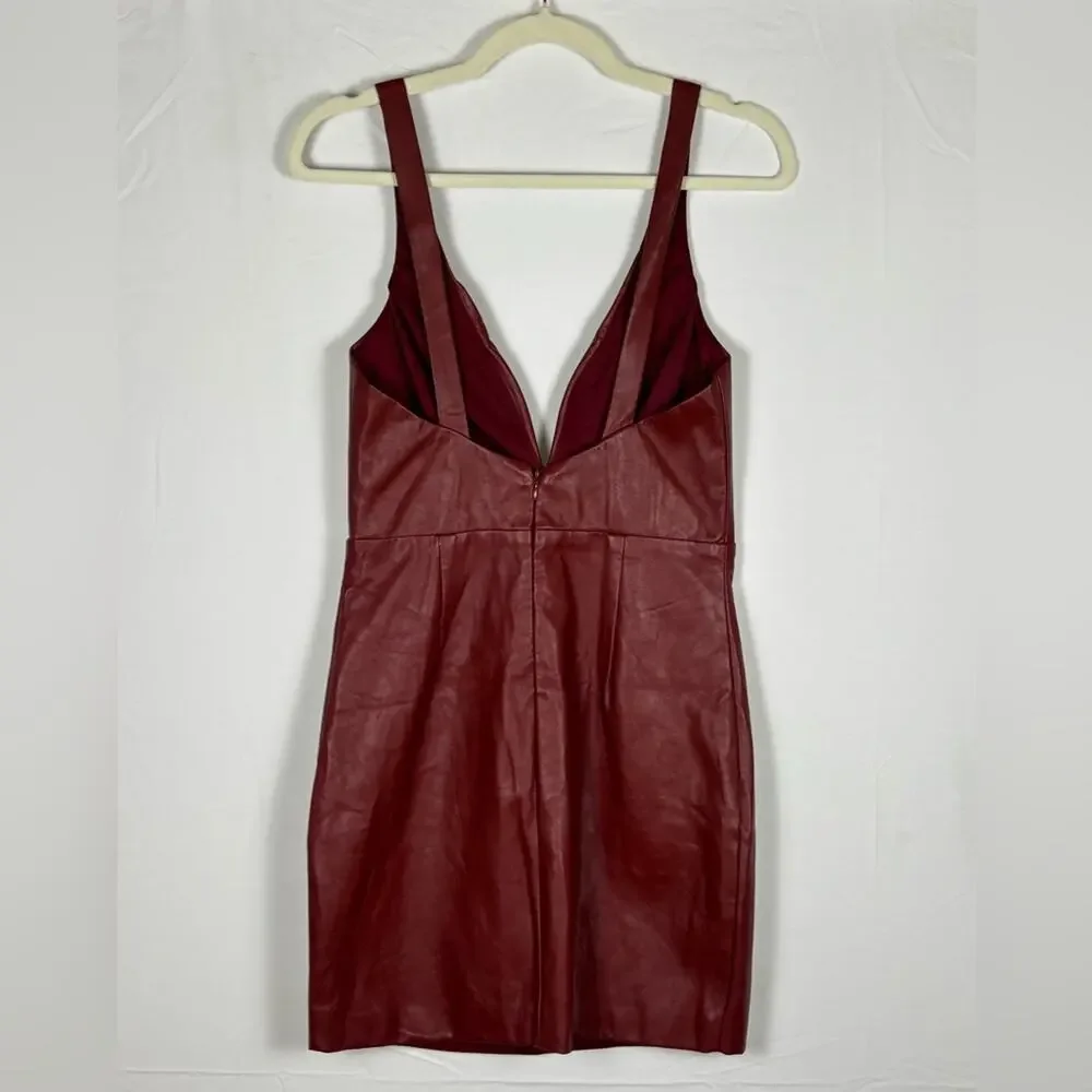 Lulus Perfect Pick Brick Red Vegan Leather Bodycon Mini Dress- M - Picture 8 of 12